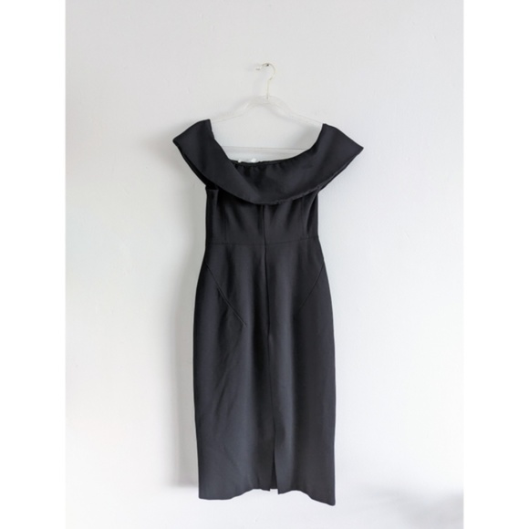 Aritzia Babaton Ruslan Off the Shoulder Black Midi Dress Size 10 - Picture 8 of 8